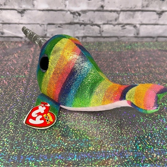 TY Beenie Boo Collection NORI Rainbow Narwhal 9 Inch Plush - Picture 5 of 11